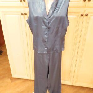 Private Luxuries Blue Satin Pajamas size Large